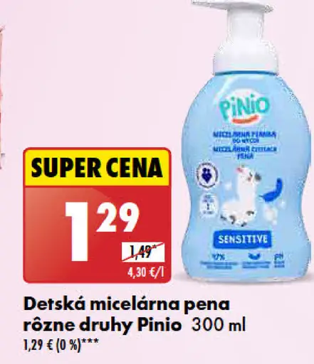 Pinio detská micelárna pena rôzne druhy