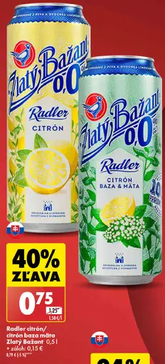 Zlatý Bažant Radler citron plechovka