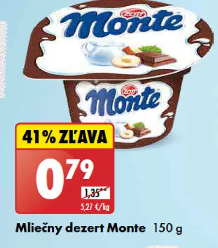 Monte mliečny dezert