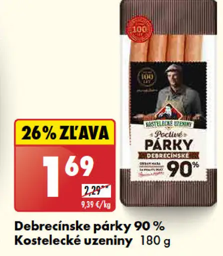 Kostelecké úzeniny Debrecínske párky 90%
