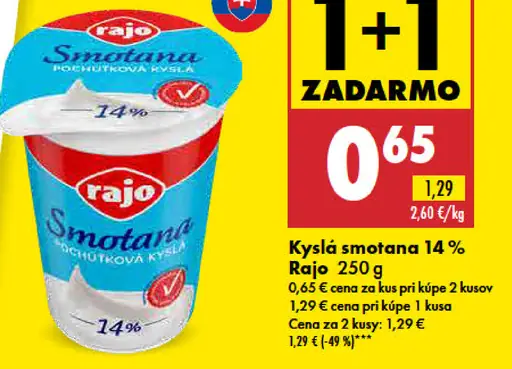 Rajo Kyslá smotana 14%