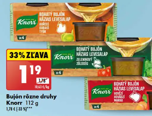 Knorr bujón rôzne druhy