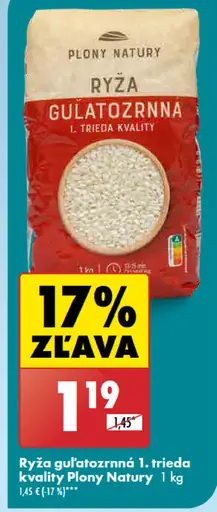 Plony Natury ryža guľatozrnná 1. trieda kvality