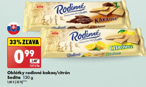 Sedita Oblátky rodinné kakao/citrón