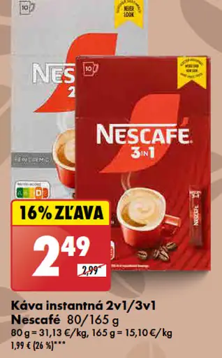 Nescafé instantná 2v1/3v1