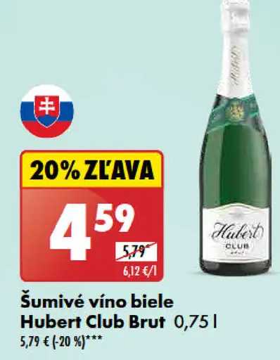 Hubert Club Brut Šumivé vino biele
