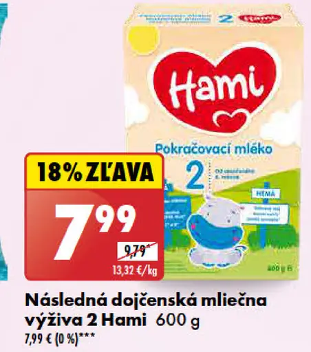 Hami Následná dojčenská mliečna výživa 2