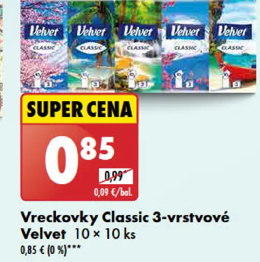 Velvet Vreckovky Classic 3-vrstvové