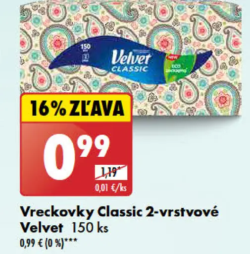 Velvet Vreckovky Classic 2-vrstvové