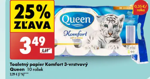 Queen Komfort toaletný papier 3-vrstvový