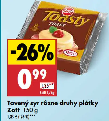 Tavený syr rôzne druhy plátky Zott