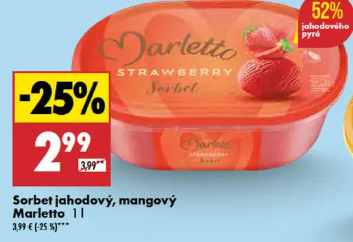 Marletto Sorbet jahodový, mangový