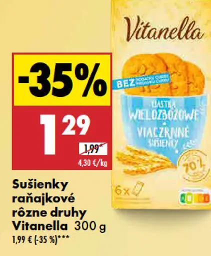 Vitanella Sušienky raňajkové rôzne druhy
