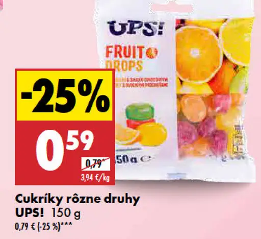 UPS! Cukríky rôzne druhy