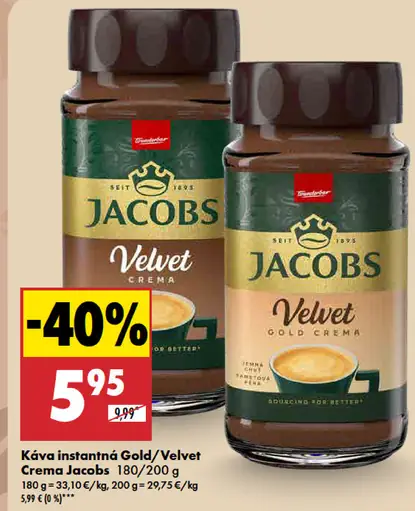 Jacobs Velvet Gold Crema rozpustná káva