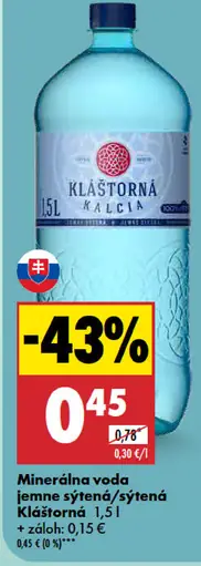 Klaštorná jemne sýtená/sýtená minerálna voda