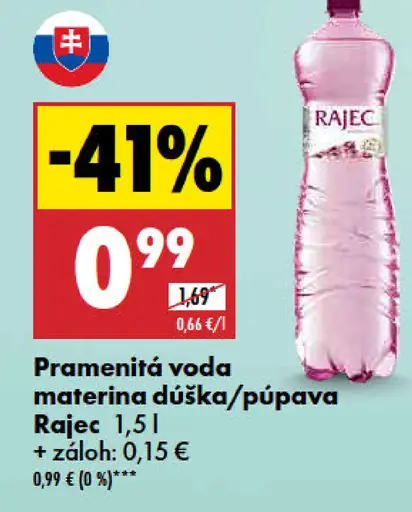 Rajec pramenitá voda dúška/púpava