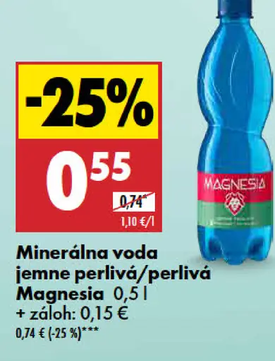 Magnesia Prírodná minerálna voda jemne perlivá