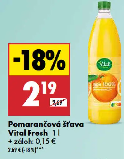 Pomarančová šťava Vital Fresh