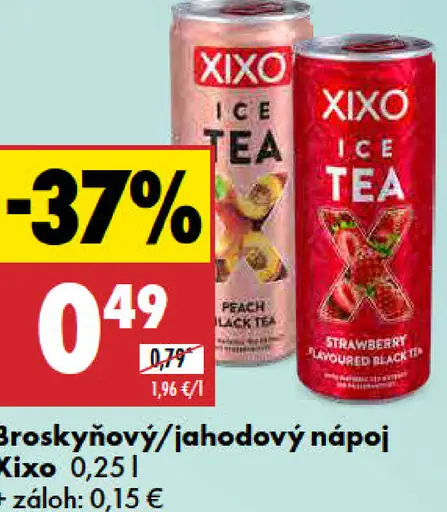 Xixo broskyňový/jahodový nápoj