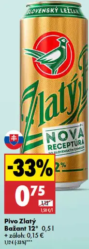Zlatý Bažant Pivo plechovka
