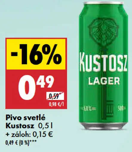Kustosz Pivo svetlé plechovka