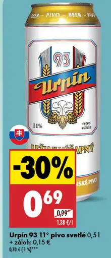 Urpín 93 Pivo svetlé plechovka