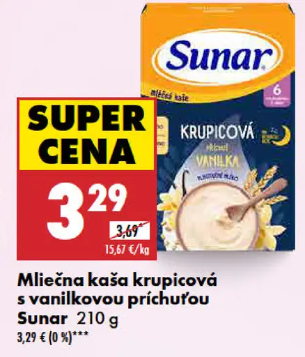 Sunar Mliečna kaša krupicová s vanilkovou príchuťou