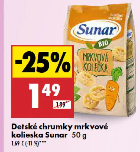 Sunar detské chrumky mrkvové kolieska