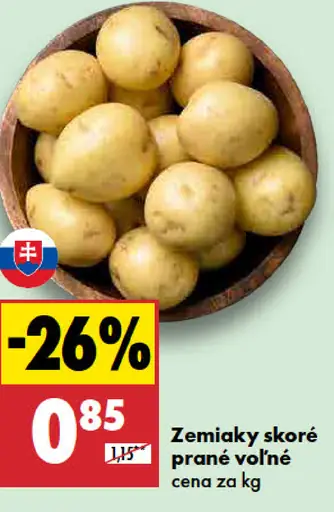 Zemiaky skoré prané voľné