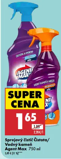 Agent Max Sprejový čistič Čistota/Vodný kameň