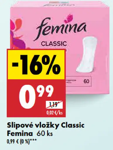 Femina slipové vložky Classic