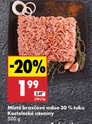 Kostelecké Uzeniny Mleté bravčové mäso 30 % tuku