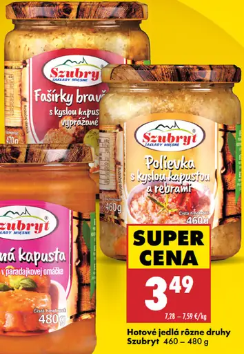 Szubryt Hotové jedlá rôzne druhy