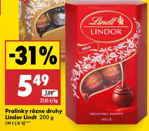 Pralinky rôzne druhy Lindor