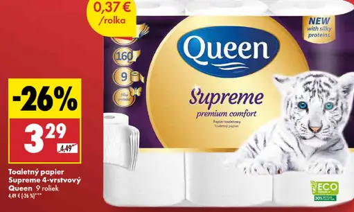 Queen Toaletný papier 4-vrstvový Supreme