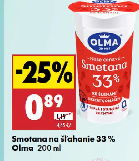 Olma Smotana na šľahanie 33 %
