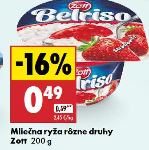 Zott Mliečna ryža rôzne druhy