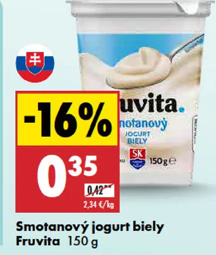 Fruvita smotanový jogurt biely