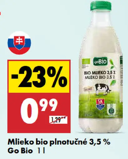 Go bio Mlieko bio plnotučné 3,5 %