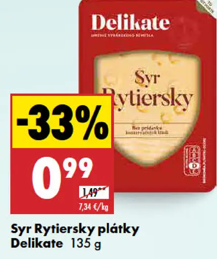 Delikate syr Rytier sky plátky