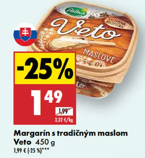 Veto Margarín s tradičným maslom