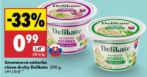 Delikate Smotanová nátierka rôzne druhy