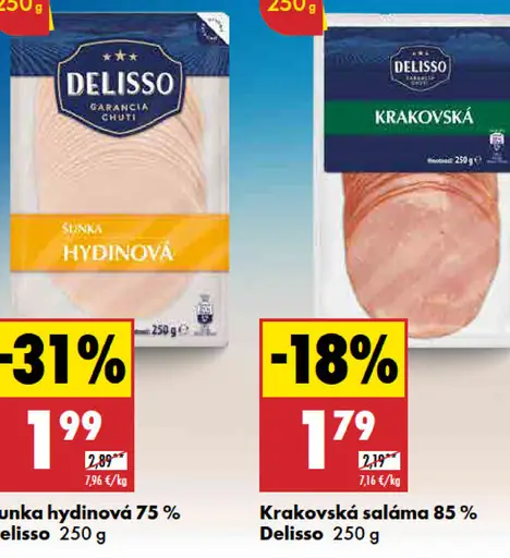 Delisso Šunka hydinová 75 %