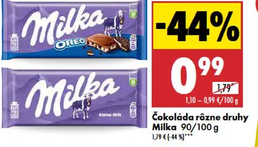 Čokoláda rôzne druhy Milka