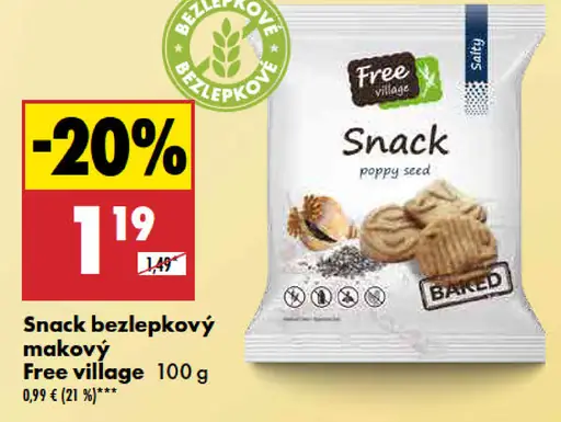 Free village Snack bezlepkový