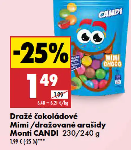 Dražé čokoládové Mimi/arašidy Monti CANDI