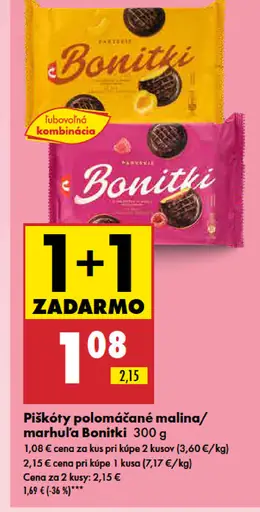 Bonitki piškóty polomáčané malina/marhuľa