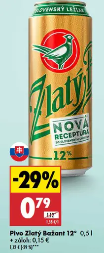 Zlatý Bažant Pivo Zlatý Bažant 12° plechovka