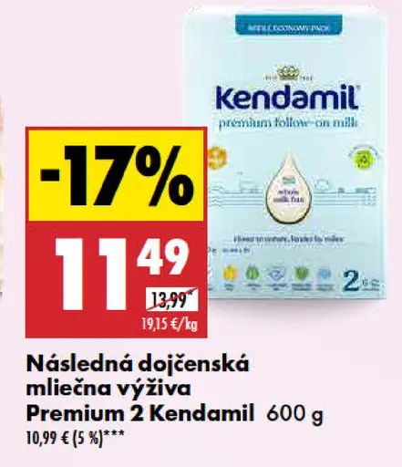 Následná dojčenská mliečna výživa Premium 2 Kendamil